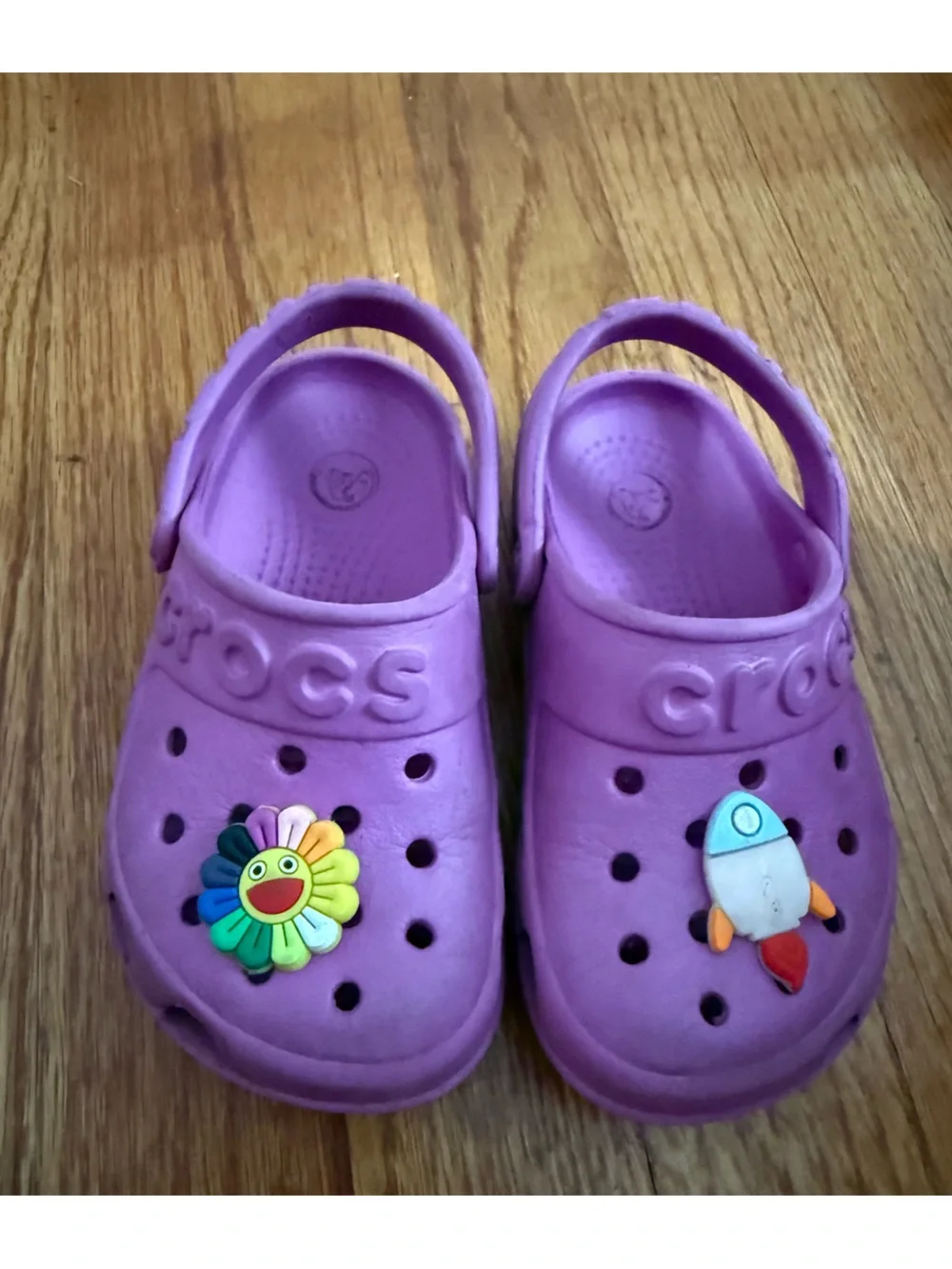 CROCS Kids Purple Clog Sandals with Jibbitz Charms